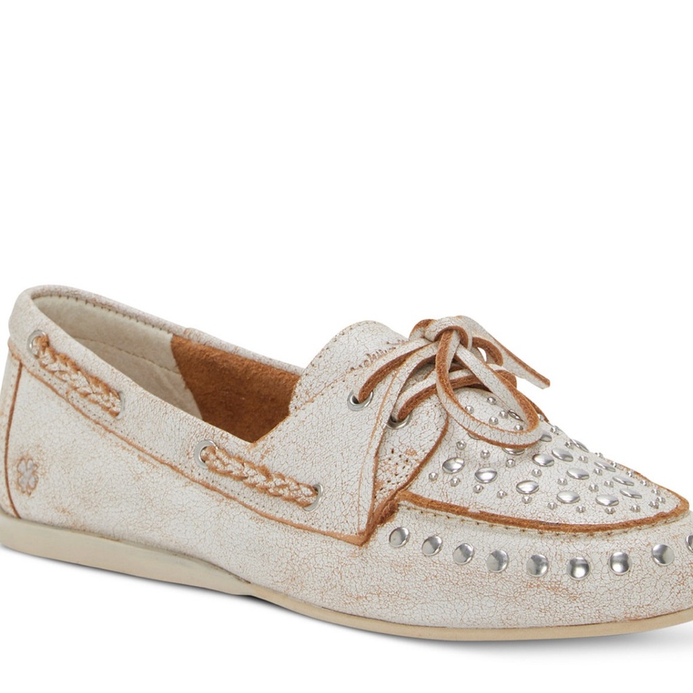 Lucky Brand White and Tan Studded Loafers NWT Size 9